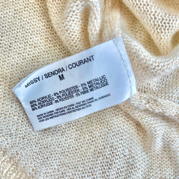 Nine West Cowl Neck Tunic Sweater | Ivory/Gold Size M - Picture 5 of 9